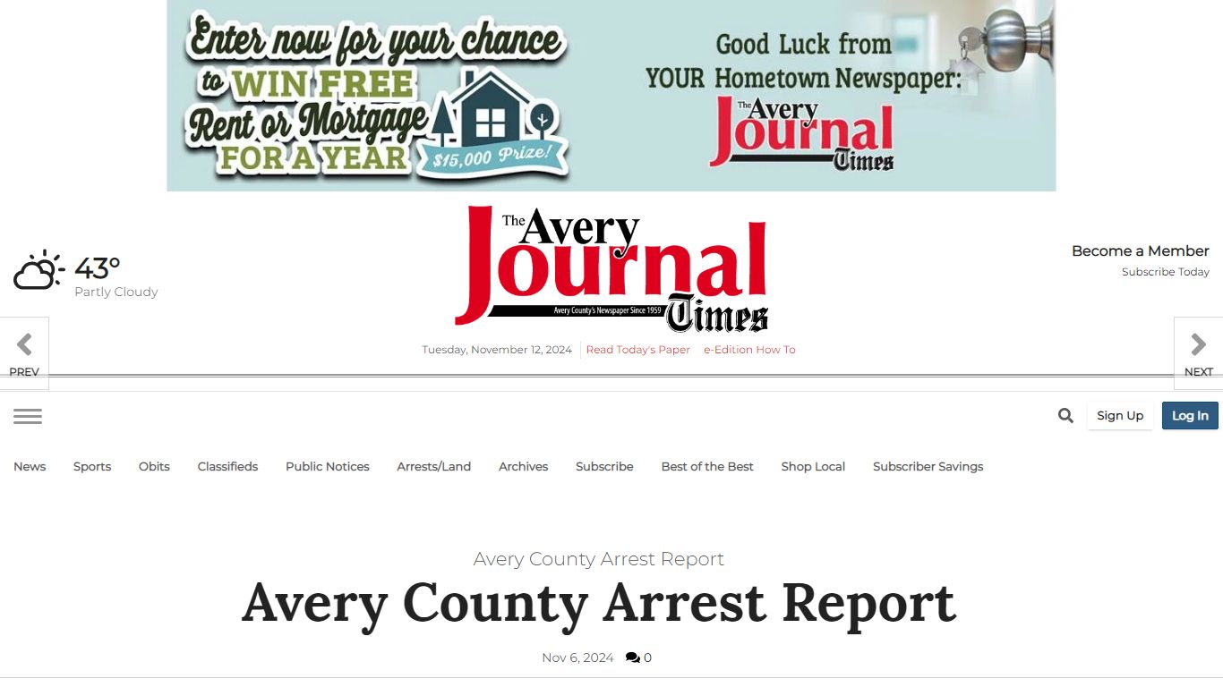 Avery County Arrest Report | Arrest Reports | averyjournal.com