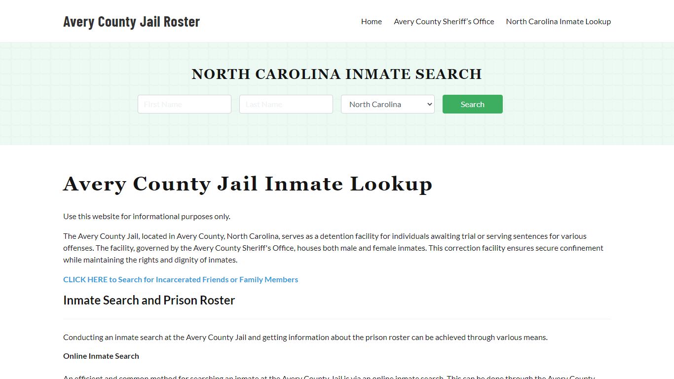 Avery County Jail Roster Lookup, NC, Inmate Search